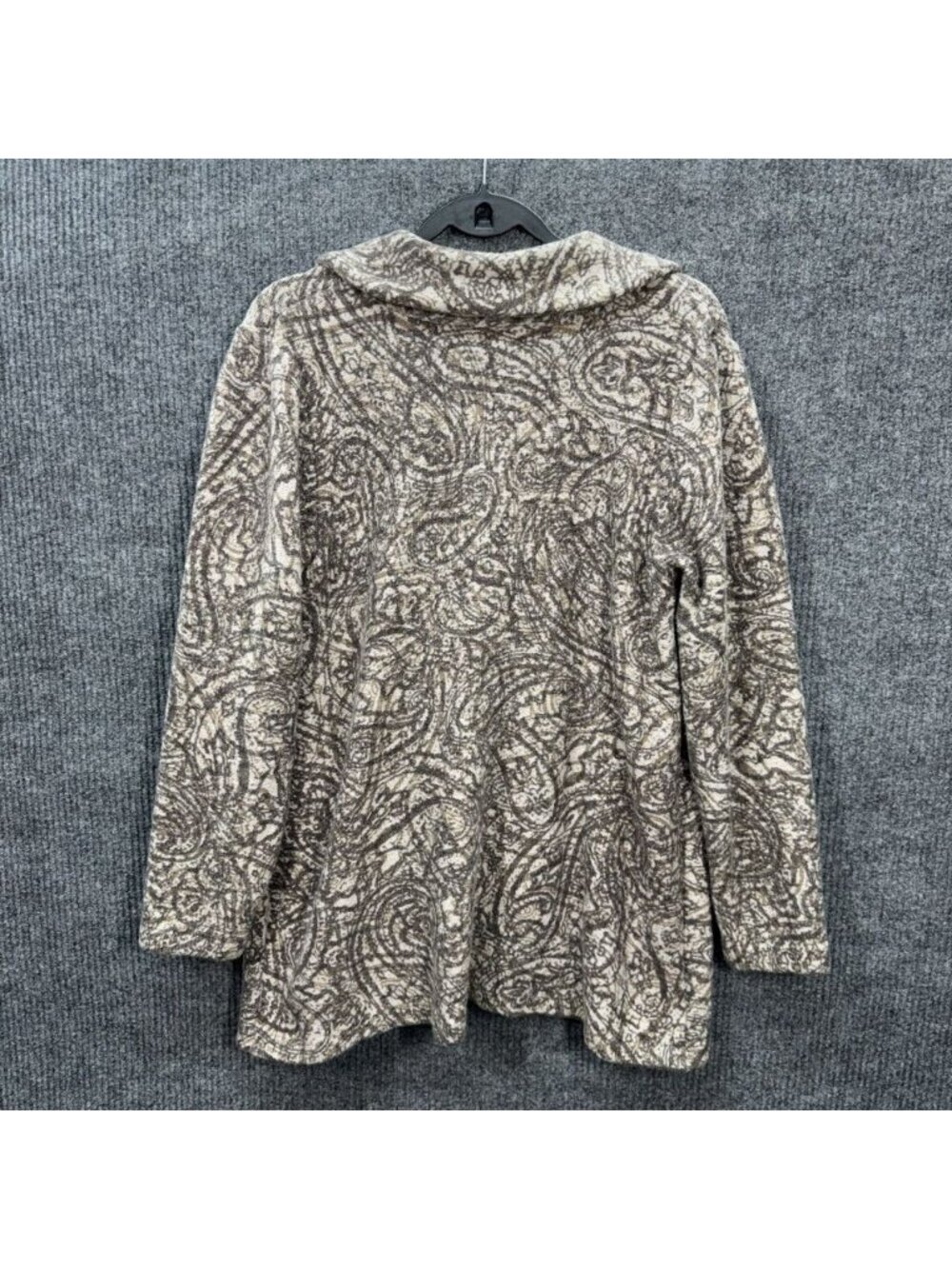 Pure Jill Knit Cardigan Womens XL Tan Paisley Curved Front Shawl Collar J Jill - Picture 3 of 8